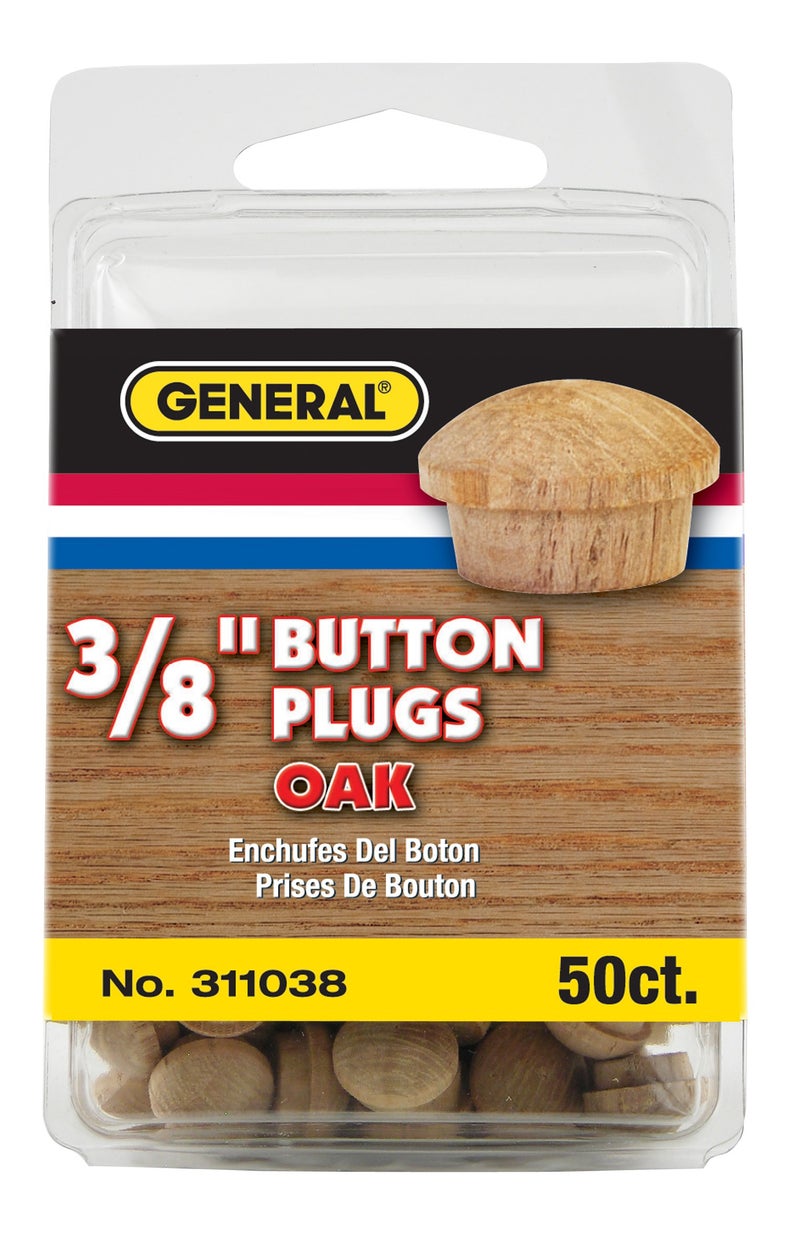 General Tools 311038 3/8-Inch Button Plugs, Oak, 50-Pack - Image 2